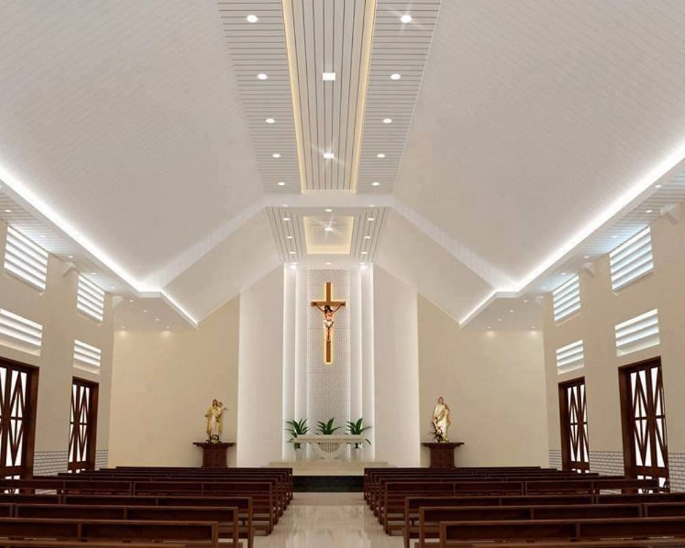 Thi công Trần Nhôm Nhà Thờ Hoà Khánh